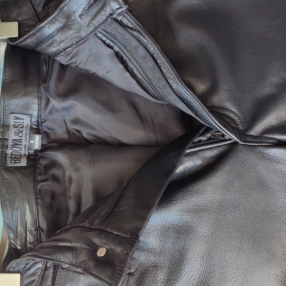 High waist five pocket genuine leather pants women's US 6 - Picture 5 of 8